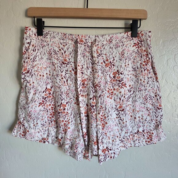 Joie Linen Blend Floral Top & Shorts 2 Piece Set Size Medium Pajama Lounge Fall - Picture 9 of 11